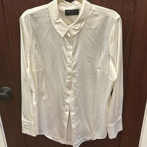 Ivory Satin Lane Bryant blouse EUC Size 16